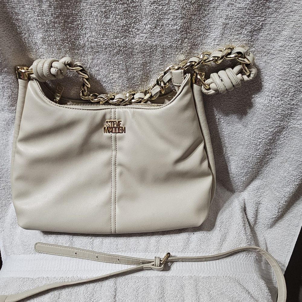 Steve Madden Cream Shoulder Bag w/gold accents